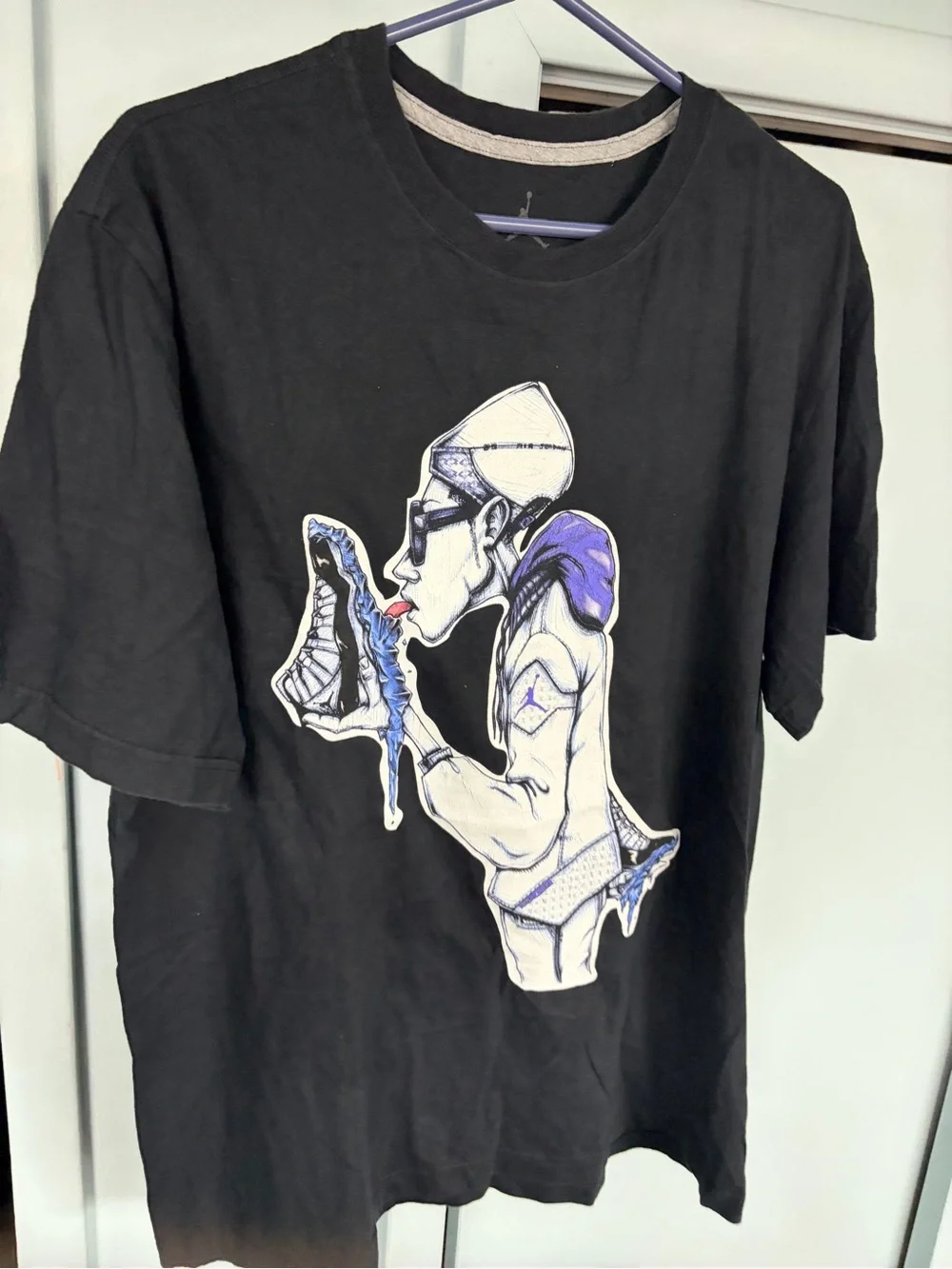 Jordan athletic brand Retro 11 Icy Bottom Art of Mondo sneakers shirt size XL